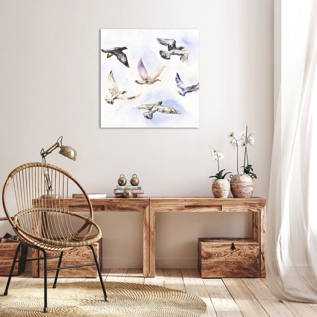 Bild auf Leinwand - Leinwandbild - Freiheit in Grau und Blau - 60x60 cm