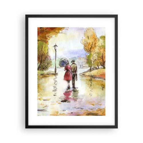 Poster in einem schwarzem Rahmen - Romantischer Herbst im Park - 40x50 cm