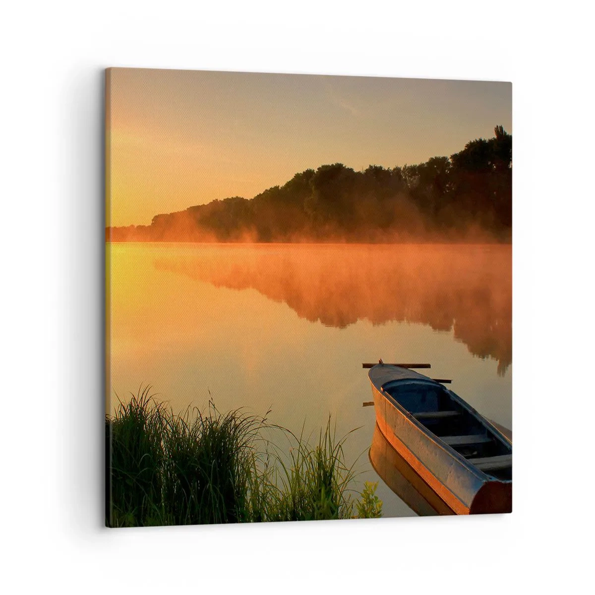 Bild auf Leinwand - Leinwandbild - Sonnenaufgang über dem Wasser wie ein Spiegel - 50x50 cm