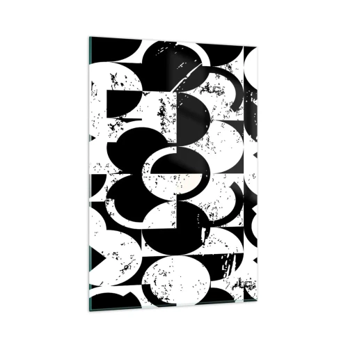 Glasbild - Bild auf glas - Abstraktes schwarz-weißes geometrisches Muster mit Vintage-Effekt - 80x120cm - Weiß ist weiß und schwarz ist schwarz - Moderne Wanddekoration für Wohnzimmer und Schlafzimmer ARTTOR