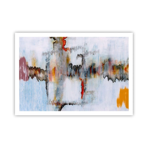 Poster - Abstraktes Muster mit lebendigen Farben auf hellem Hintergrund - 100x70cm - Ein Stock auf dem Wasser - Moderne Wanddekoration für Wohnzimmer und Schlafzimmer ARTTOR