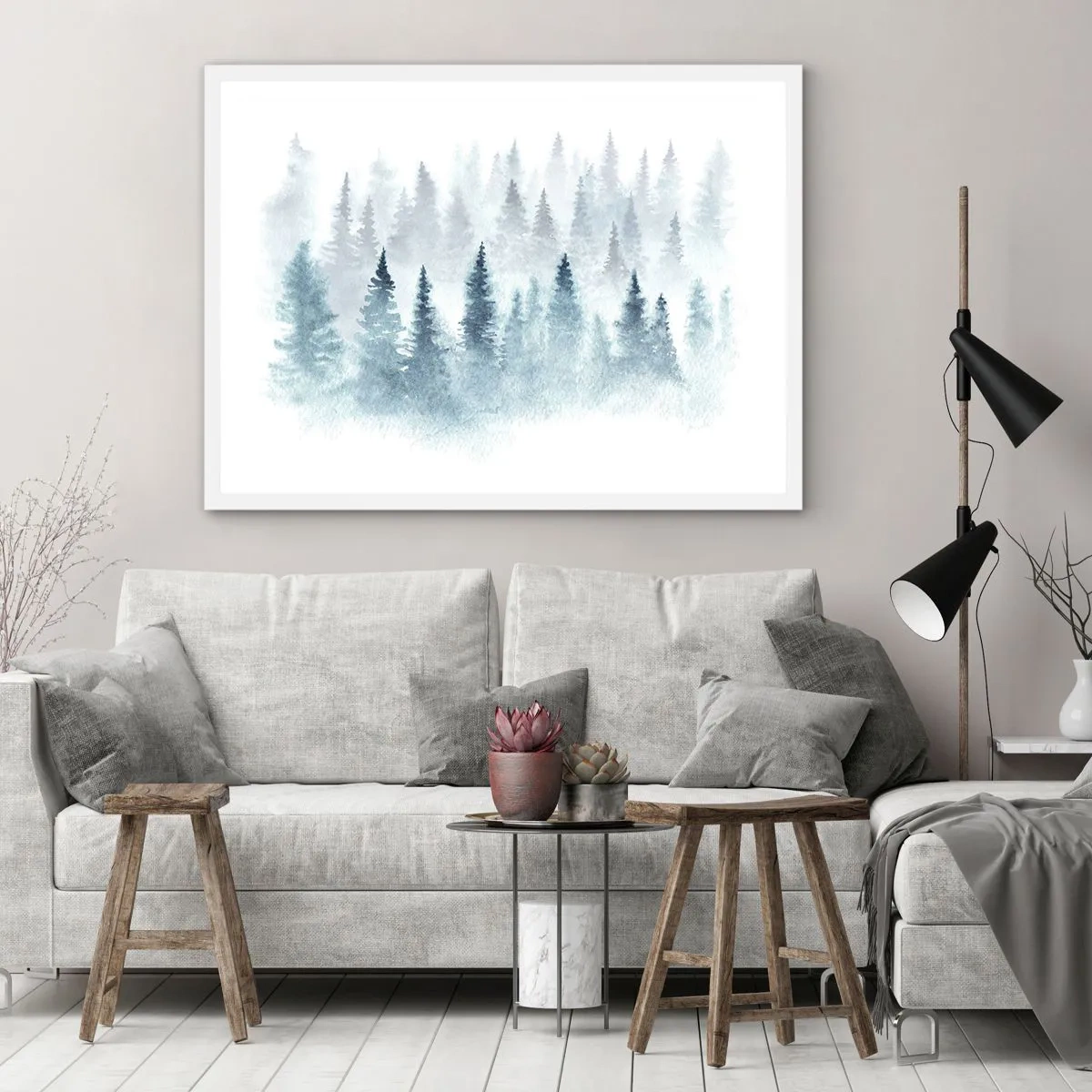 Poster in einem weißen Rahmen - In Nebel gehüllt - 100x70 cm