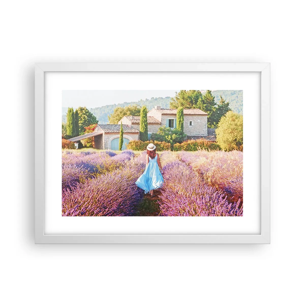 Poster in einem weißen Rahmen - Lavendel Mädchen - 40x30 cm