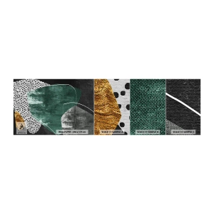 Fototapeten Muster Selbstklebend Deluxe Sticker - Bunte Abstraktion mit Blattgold - Abstraktion, Textur, Collage - 100x30 cm