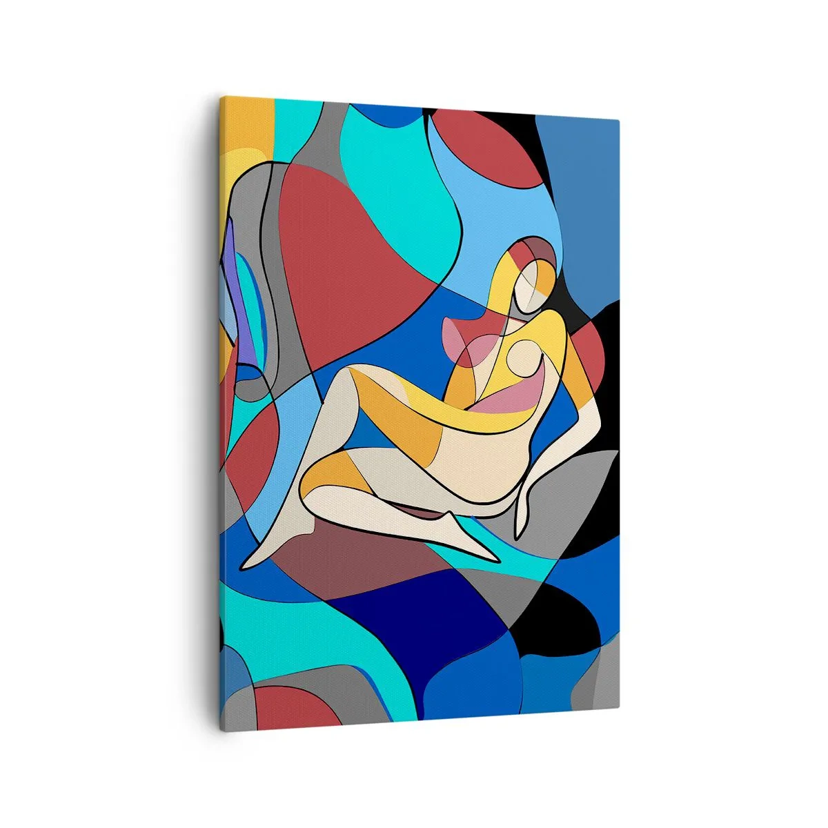 Bild auf Leinwand - Leinwandbild - Farbenfroher Akt im kubistischen Stil - 50x70cm - Kubistischer Akt - Moderne Wanddekoration für Wohnzimmer und Schlafzimmer ARTTOR