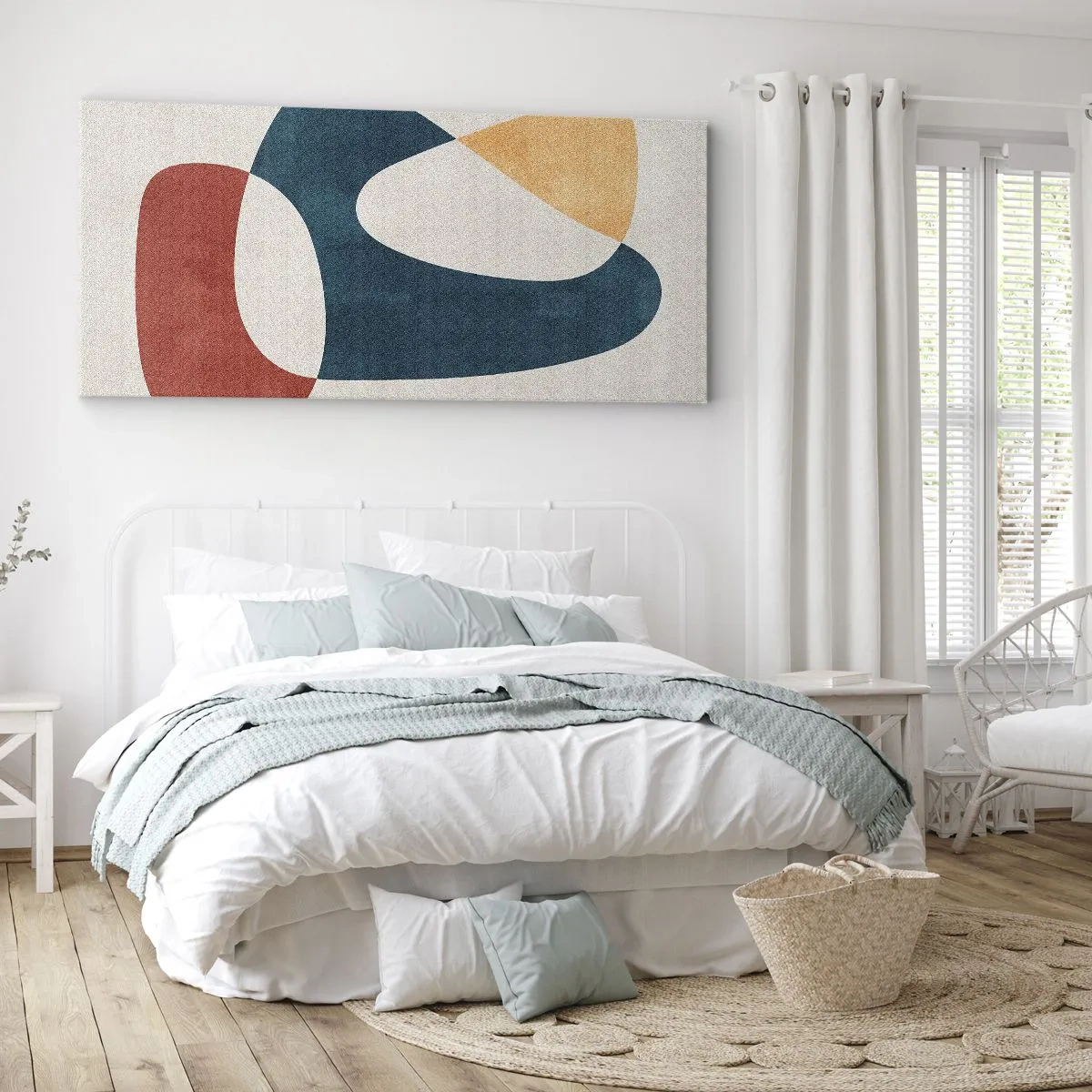 Bild auf Leinwand - Leinwandbild - Abstrakte Formen in harmonischen Farben - 120x50cm - Einflüsse und Metamorphosen - Moderne Wanddekoration für Wohnzimmer und Schlafzimmer ARTTOR