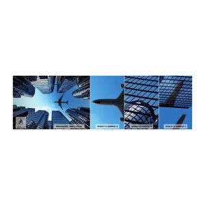 Fototapeten Muster Selbstklebend Deluxe Sticker - Der Blick aus der Glasschlucht - Die Architektur, Flugzeug, Stadt - 100x30 cm