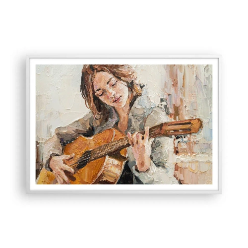 Poster in einem weißen Rahmen - Konzert für Gitarre und Mädchenherz - 100x70 cm
