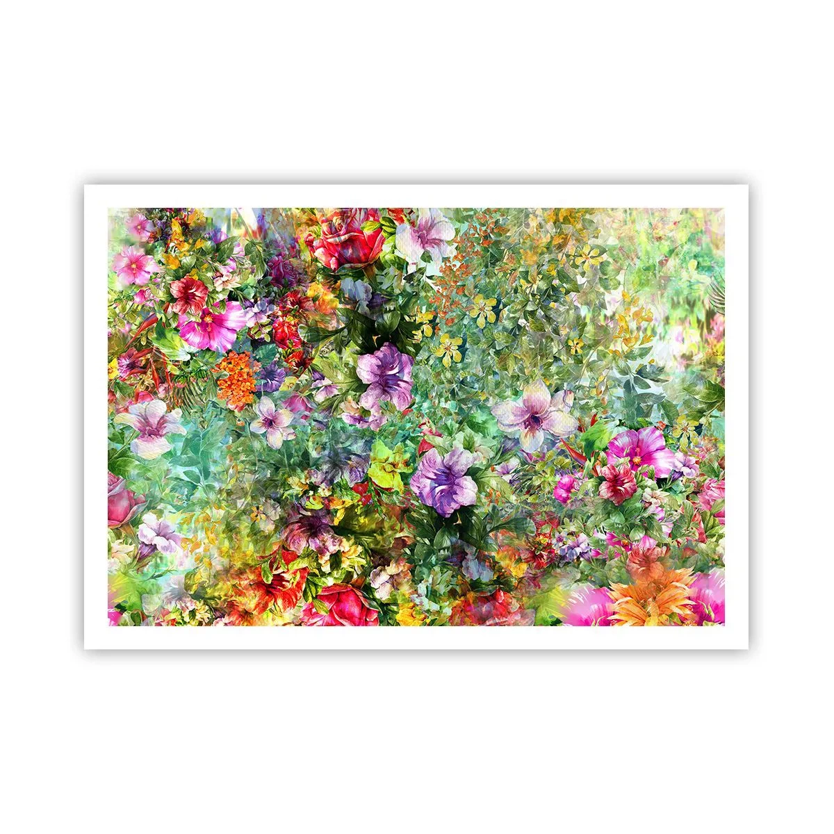 Poster - Ein buntes Blumenarrangement auf grünem Hintergrund - 100x70cm - In Blumen für das Verderben - Moderne Wanddekoration für Wohnzimmer und Schlafzimmer ARTTOR