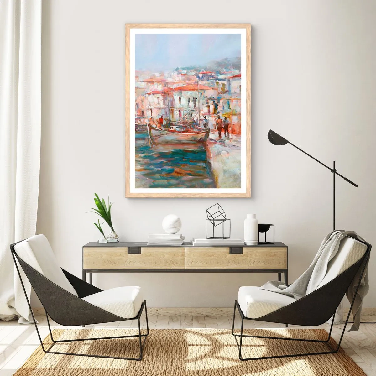 Poster in einem Rahmen aus heller Eiche - Pastell-Sommerferien - 30x40 cm