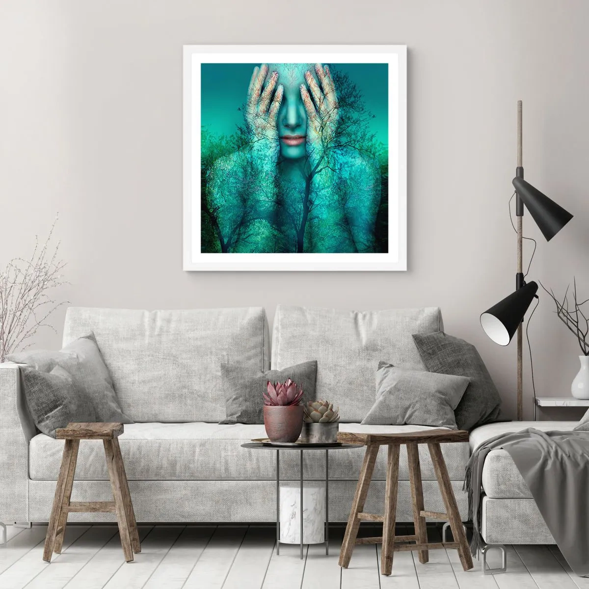 Poster in einem weißen Rahmen - Eingetaucht in Blau - 50x50 cm