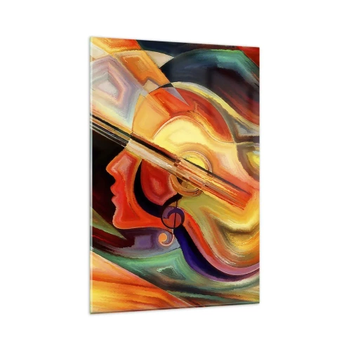 Glasbild - Bild auf glas - Bunte Abstraktion, inspiriert von Musik und Gitarre - 80x120cm - Alles ist gut - Moderne Wanddekoration für Wohnzimmer und Schlafzimmer ARTTOR