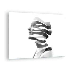 Glasbild - Bild auf glas - Abstrakte Komposition eines Frauenporträts - 70x50cm - Surreales Porträt - Moderne Wanddekoration für Wohnzimmer und Schlafzimmer ARTTOR