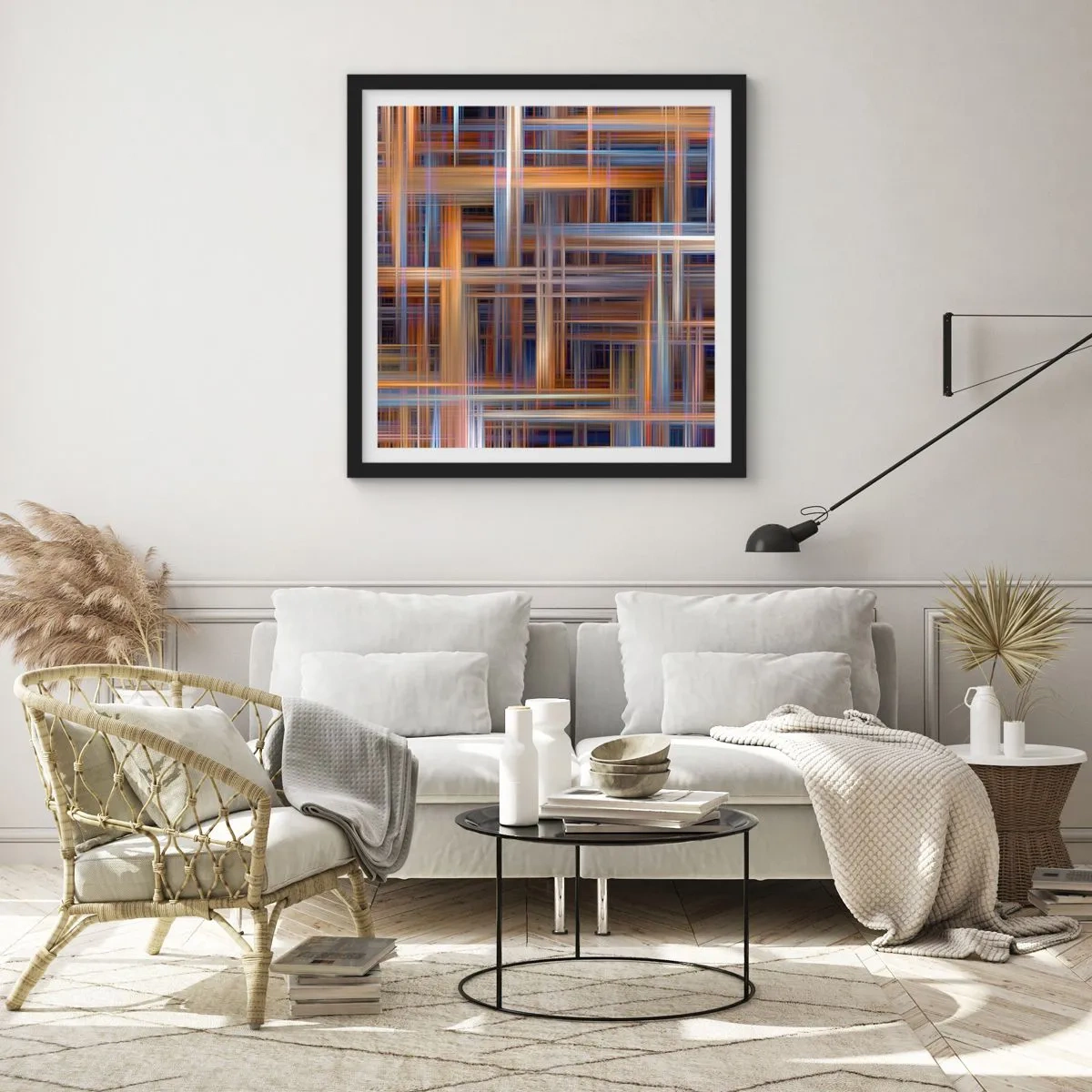 Poster in einem schwarzem Rahmen - Aus Licht gewebt - 60x60 cm