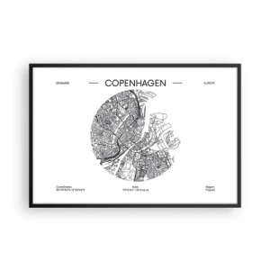 Poster in einem schwarzem Rahmen - Anatomie von Kopenhagen - 91x61 cm