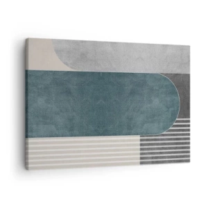 Bild auf Leinwand - Leinwandbild - Geometrische Abstraktion in Grau- und Grüntönen - 70x50cm - Komposition auf der Ebene - Moderne Wanddekoration für Wohnzimmer und Schlafzimmer ARTTOR