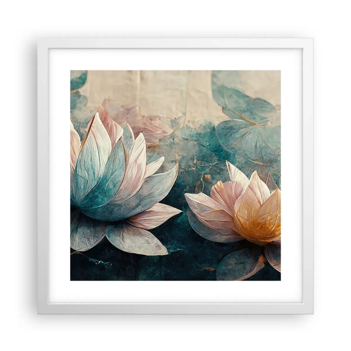 Poster in einem weißen Rahmen - Seesterne - 40x40 cm