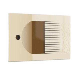 Glasbild - Bild auf glas - Beige und braune Abstraktion mit geometrischen Formen und Linien - 120x80cm - Verschiedene Staaten - Moderne Wanddekoration für Wohnzimmer und Schlafzimmer ARTTOR