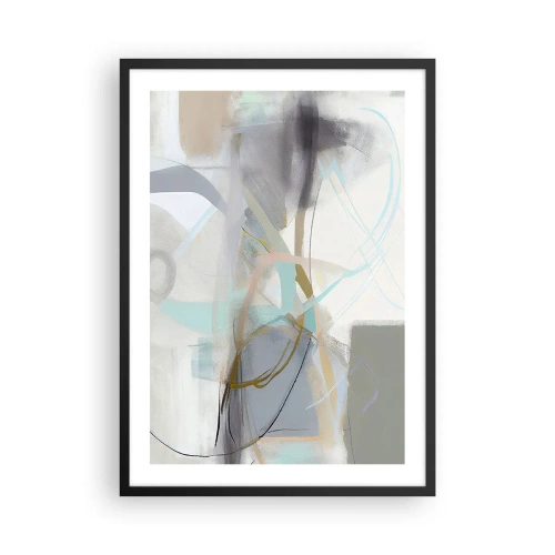Poster in einem schwarzem Rahmen - Subtile Abstraktion in Grau- und Blautönen - 50x70cm - Neblige Abstraktion - Moderne Wanddekoration für Wohnzimmer und Schlafzimmer ARTTOR