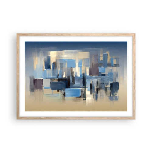Poster in einem Rahmen aus heller Eiche - Blaue Konstruktion - 70x50 cm