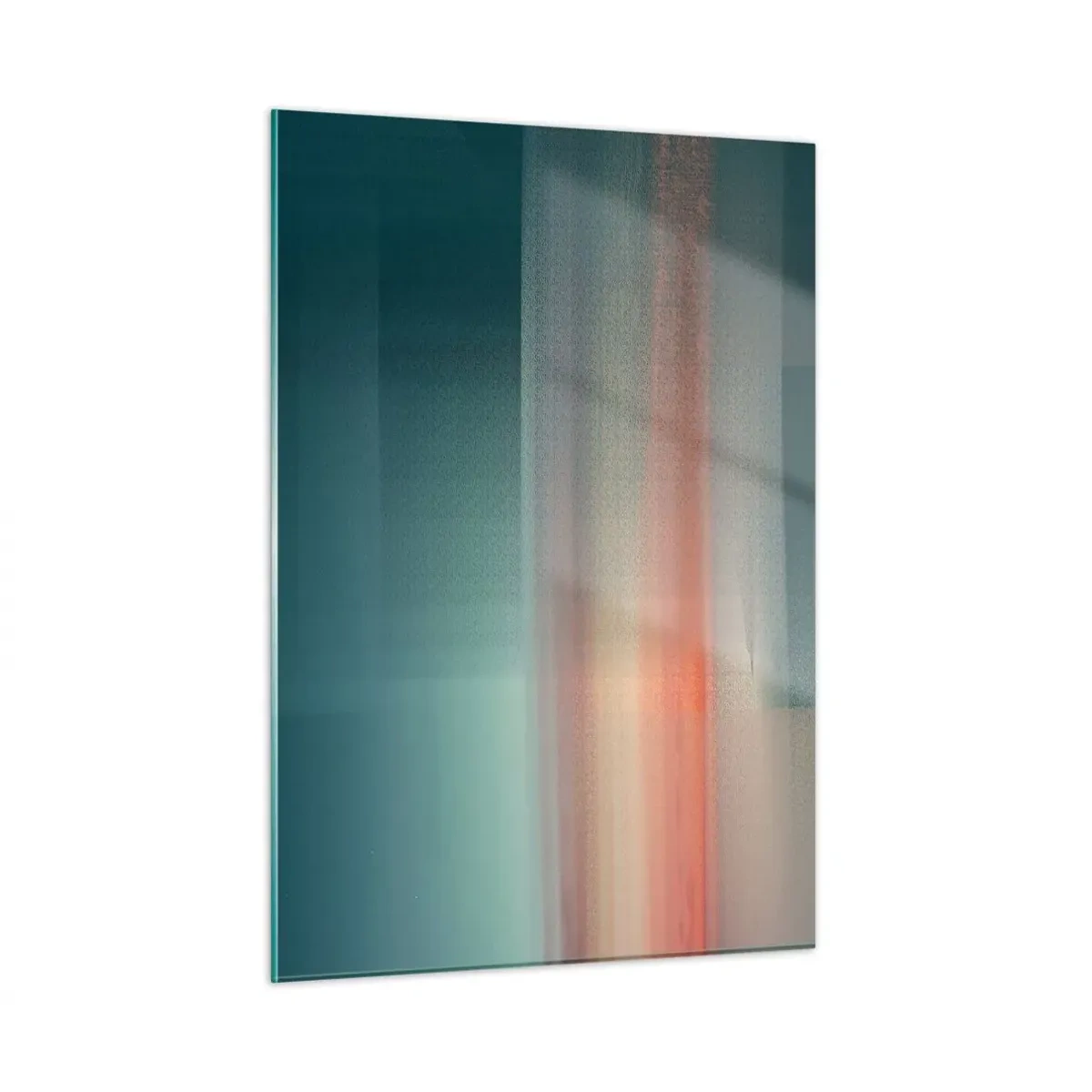 Glasbild - Bild auf glas - Eine pastellfarbene Abstraktion, die an Lichtwellen bei Sonnenuntergang erinnert. - 50x70cm - Abstraktion: Lichtwellen - Moderne Wanddekoration für Wohnzimmer und Schlafzimmer ARTTOR