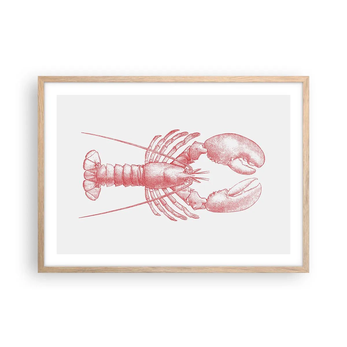 Poster in einem Rahmen aus heller Eiche - Hummer, der Homers würdig ist - 70x50 cm