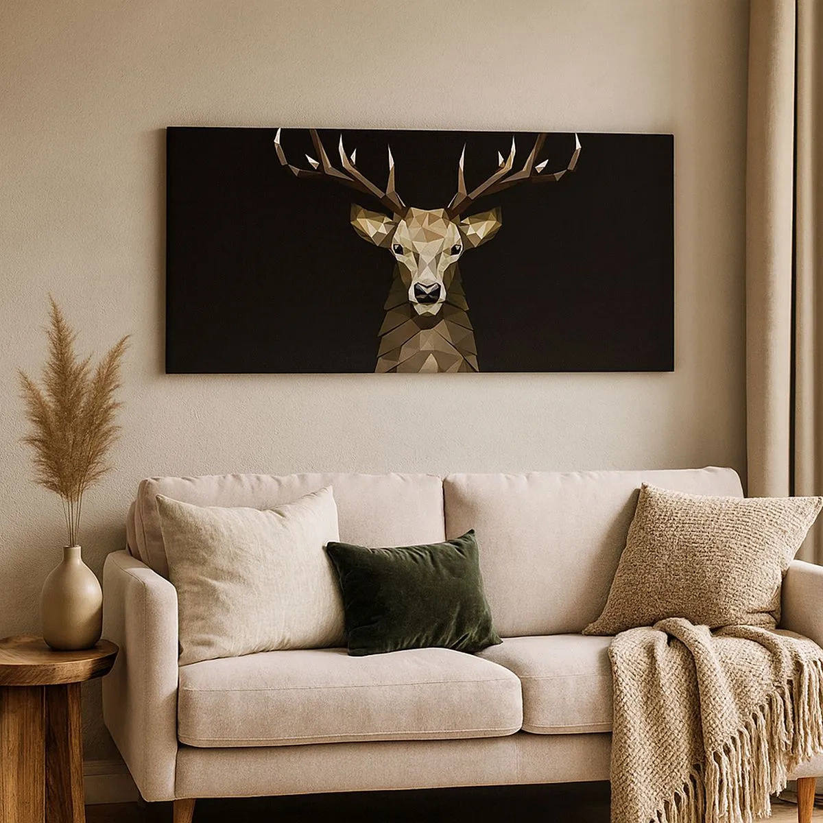 Bild auf Leinwand - Leinwandbild - Kubistischer Hirsch - 100x40 cm