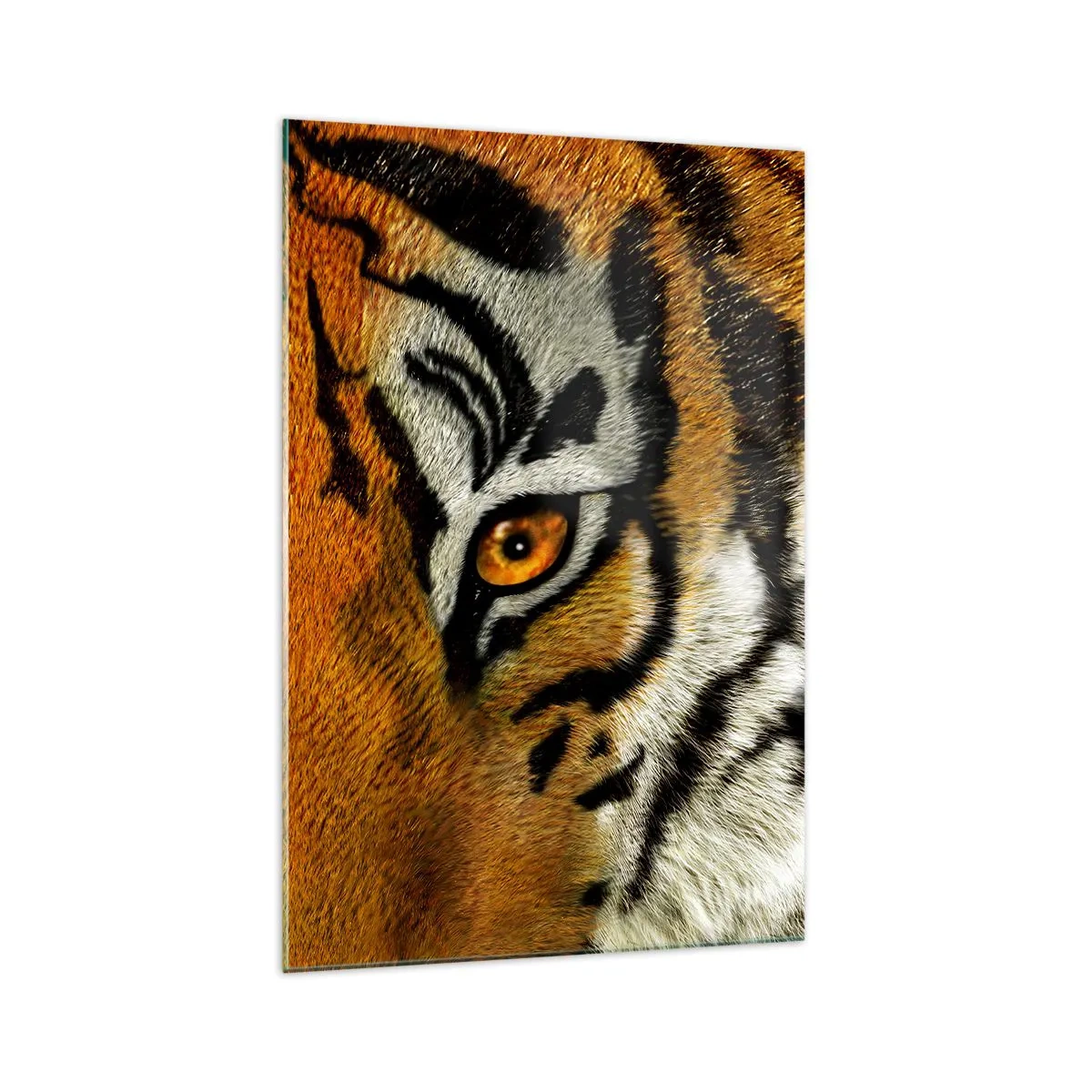 Glasbild - Bild auf glas - Nahaufnahme eines Tigers mit intensivem Blick - 70x100cm - Schrecklich und schön - Moderne Wanddekoration für Wohnzimmer und Schlafzimmer ARTTOR