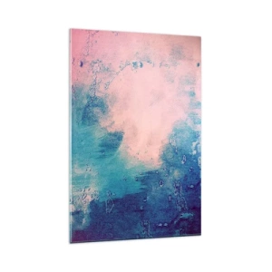 Glasbild - Bild auf glas - Abstrakte Textur in Rosa- und Blautönen - 80x120cm - Himmelsblaue Umarmungen - Moderne Wanddekoration für Wohnzimmer und Schlafzimmer ARTTOR