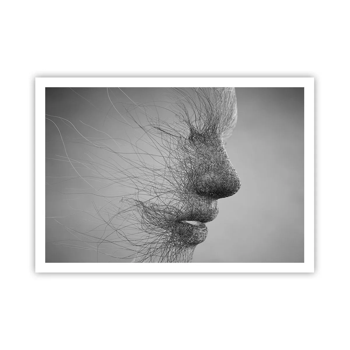 Poster - Künstlerisches Gesichtsprofil mit zarten Linien - 100x70cm - Der Geist des Windes - Moderne Wanddekoration für Wohnzimmer und Schlafzimmer ARTTOR
