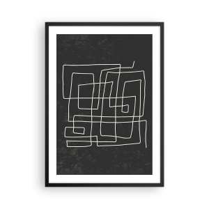 Poster in einem schwarzem Rahmen - Geometrische Abstraktion auf schwarzem Hintergrund - 50x70cm - Nicht so einfach - Moderne Wanddekoration für Wohnzimmer und Schlafzimmer ARTTOR