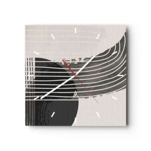 Wanduhr - Glasuhr - Abstraktes Muster mit Linien und geometrischen Formen - 30x30cm - Hin und zurück - Moderne Wanddekoration für Wohnzimmer und Schlafzimmer ARTTOR
