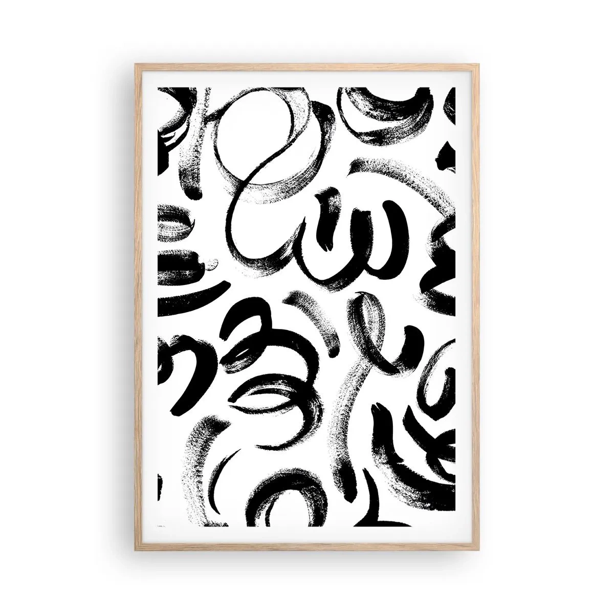 Poster in einem Rahmen aus heller Eiche - Schwarz auf Weiß - 70x100 cm