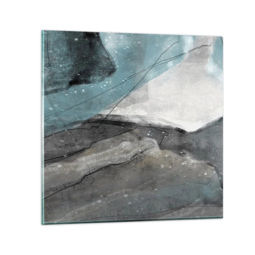 Glasbild - Bild auf glas - Abstraktion: Felsen und Eis - 50x50 cm