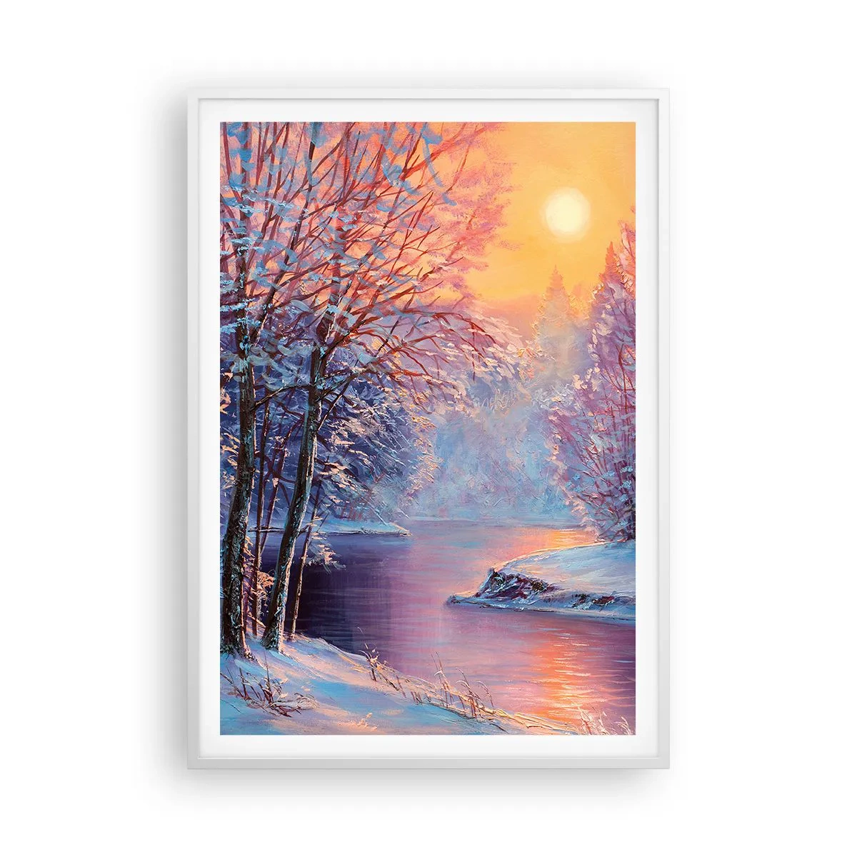 Poster in einem weißen Rahmen - Die Farben des Winters - 70x100 cm