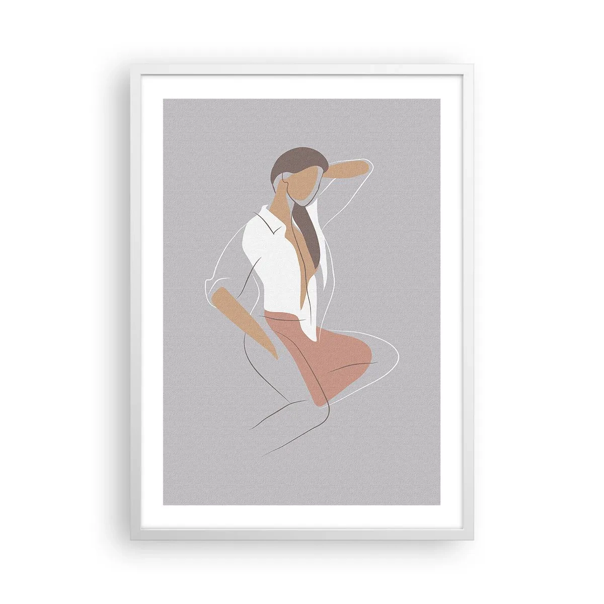 Poster in einem weißen Rahmen - Umriss der Anmut - 50x70 cm