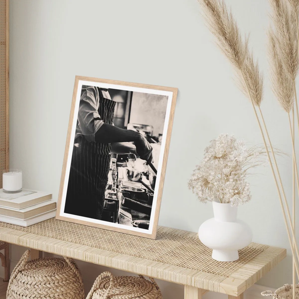 Poster in einem Rahmen aus heller Eiche - Alchemie der Aromen - 30x40 cm