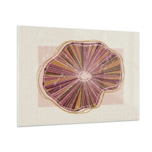 Glasbild - Bild auf glas - Eine strahlende organische Form in Rosa- und Brauntönen - 100x70cm - Strahlende Abstraktion - Moderne Wanddekoration für Wohnzimmer und Schlafzimmer ARTTOR