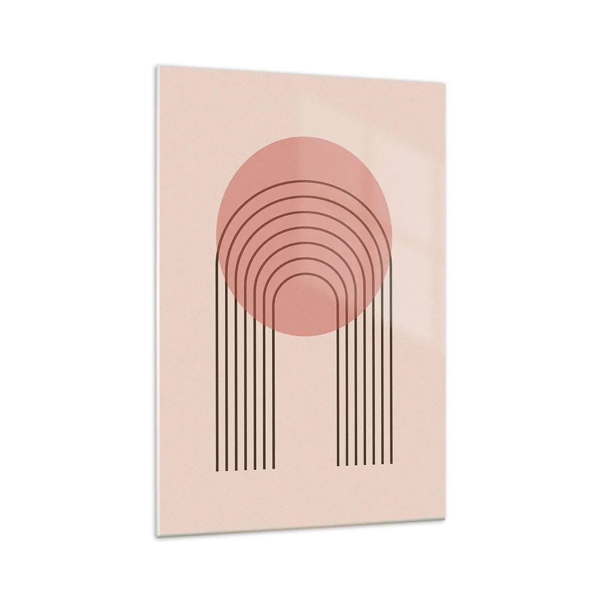 Glasbild - Bild auf glas - Abstraktes Motiv mit rosa Kreisen und Linien - 70x100cm - Unwiderstehliche Anziehungskraft - Moderne Wanddekoration für Wohnzimmer und Schlafzimmer ARTTOR