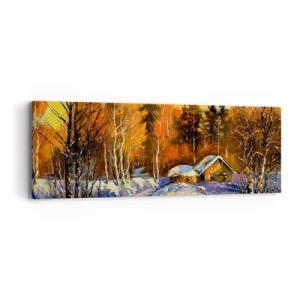 Bild auf Leinwand - Leinwandbild - Wintereindruck in der Sonne - 90x30 cm