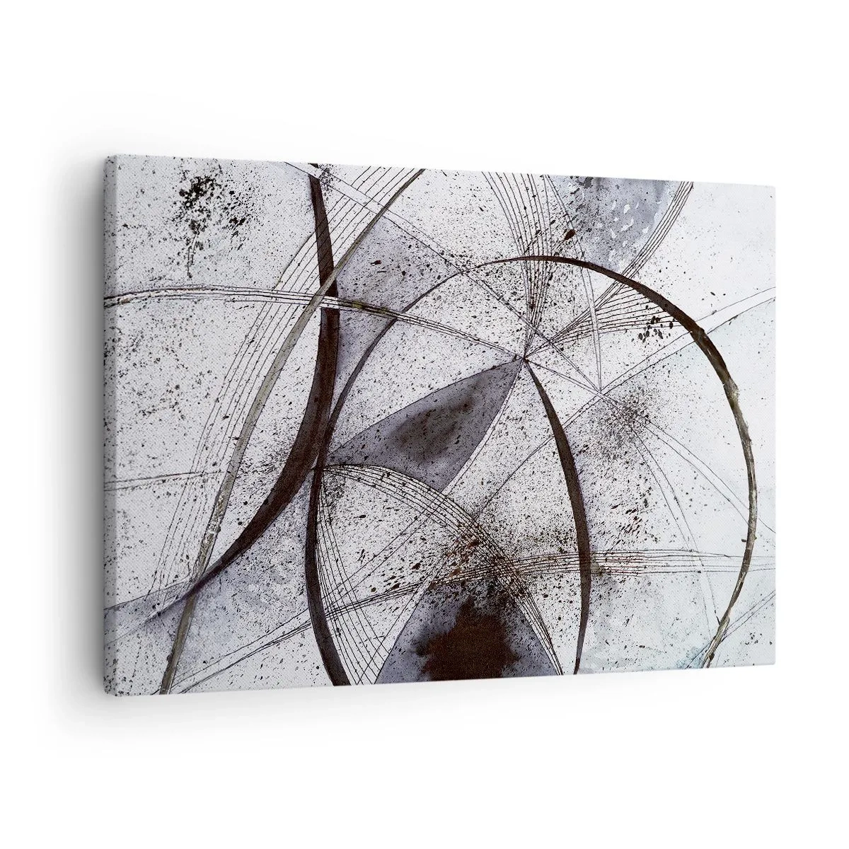 Bild auf Leinwand - Leinwandbild - Abstrakte Linien und Formen in Grau- und Schwarztönen - 70x50cm - Futuristische Fantasie - Moderne Wanddekoration für Wohnzimmer und Schlafzimmer ARTTOR