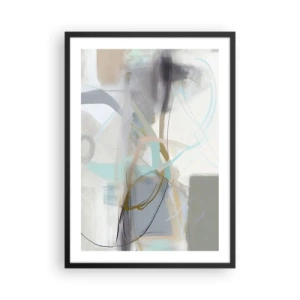 Poster in einem schwarzem Rahmen - Subtile Abstraktion in Grau- und Blautönen - 50x70cm - Neblige Abstraktion - Moderne Wanddekoration für Wohnzimmer und Schlafzimmer ARTTOR