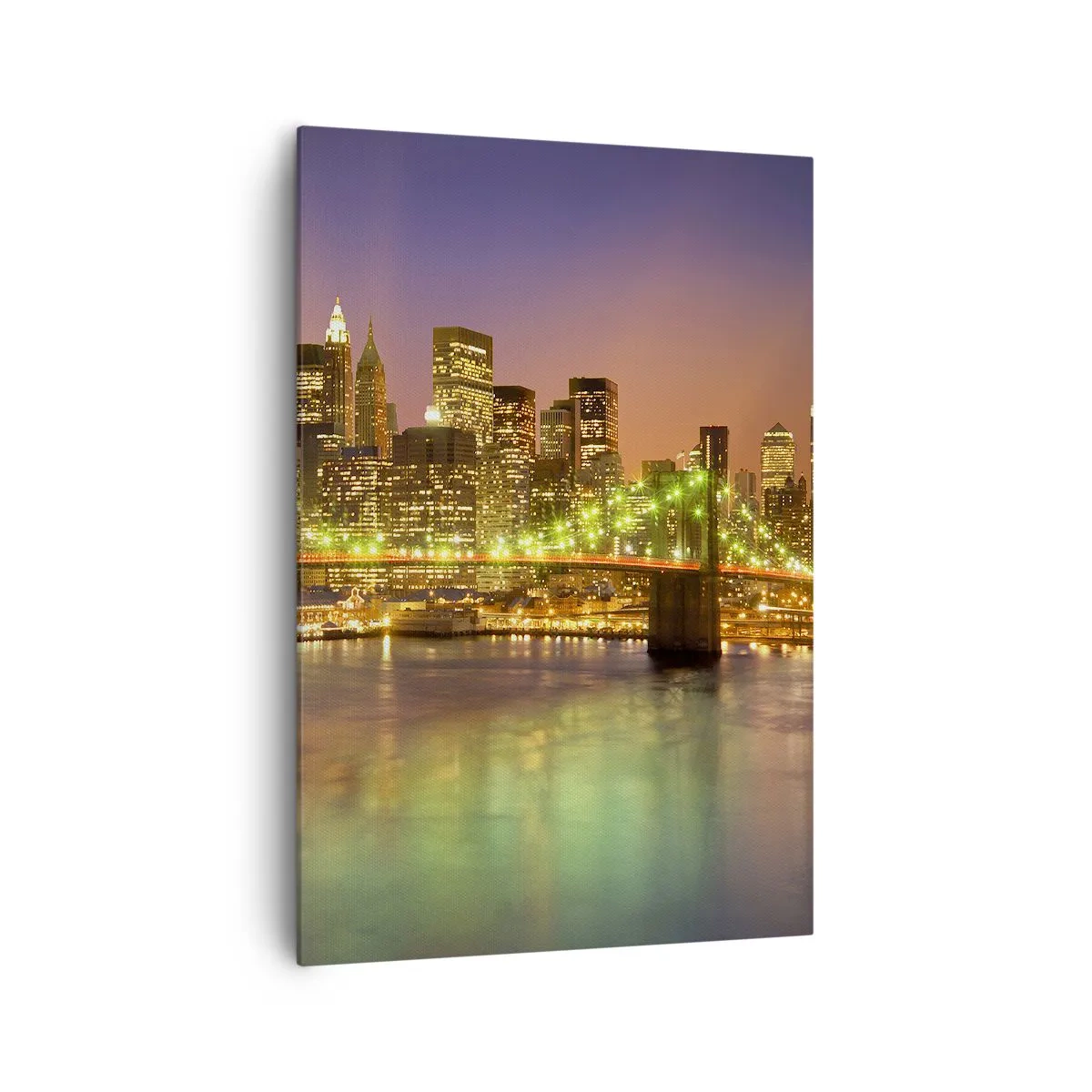 Bild auf Leinwand - Leinwandbild - Beleuchtete Brücke in einer modernen Stadt bei Nacht - 70x100cm - Hier geht das Licht nie aus - Moderne Wanddekoration für Wohnzimmer und Schlafzimmer ARTTOR