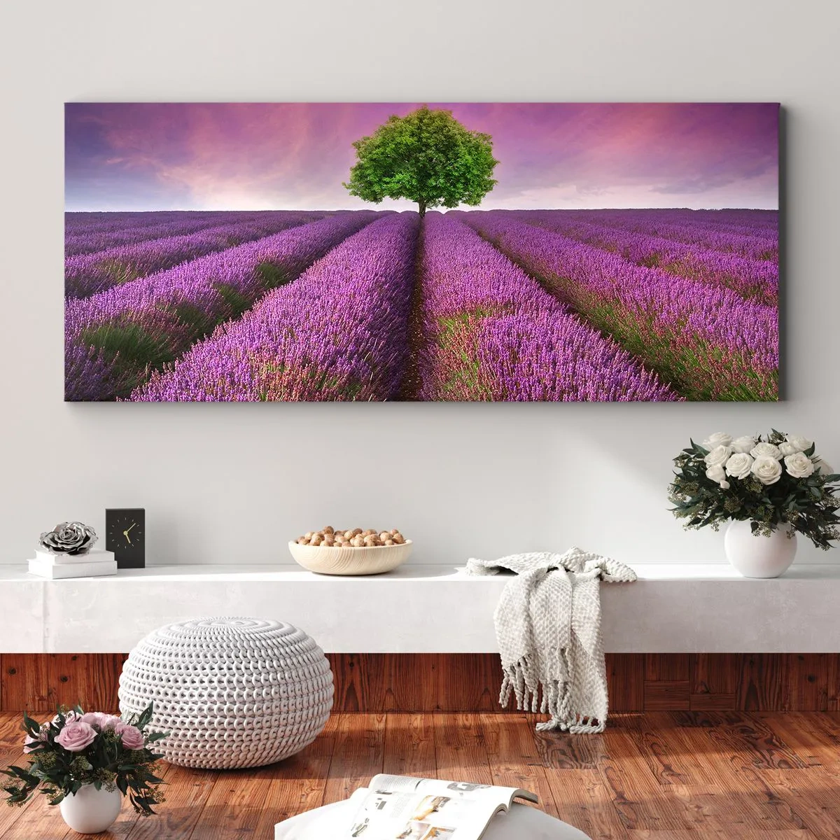 Bild auf Leinwand - Leinwandbild - Auf Lavendelfeldern - 100x40 cm