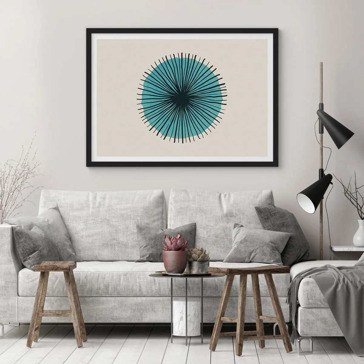 Poster in einem schwarzem Rahmen - Strahlend im Blau - 40x30 cm