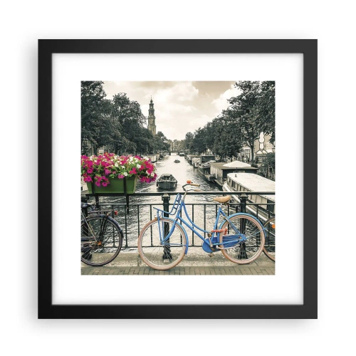 Poster in einem schwarzem Rahmen - Die Farben der Amsterdamer Straße - 30x30 cm