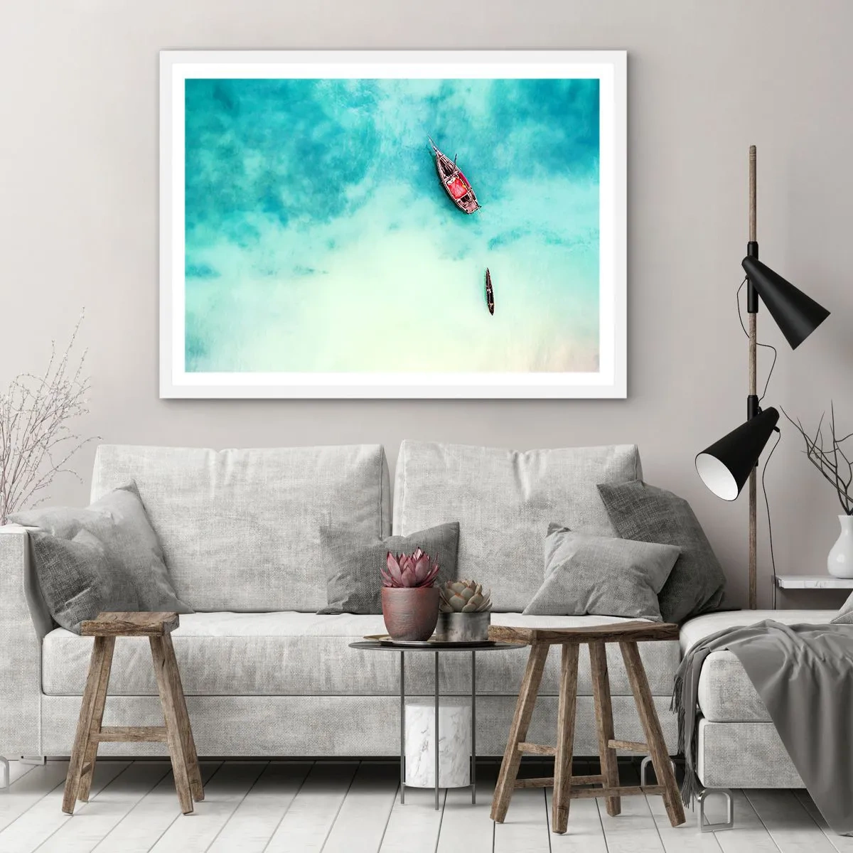 Poster in einem weißen Rahmen - Denn an den Stränden von Sansibar, wenn der Wasserüberschuss ... - 50x40 cm