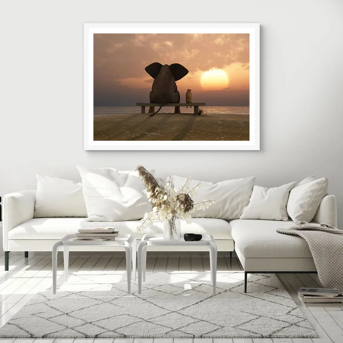 Poster in einem weißen Rahmen - Es tut gut zusammen zu schweigen - 70x50 cm