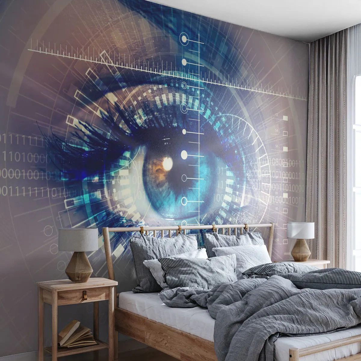 Fototapete Premium Canvas - Ein technologisches Auge mit einer futuristischen Schnittstelle - 100x70cm - Du denkst du kennst mich - Moderne Wanddekoration für Wohnzimmer und Schlafzimmer ARTTOR