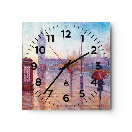 Wanduhr - Glasuhr - Londoner Herbsttag - 40x40 cm